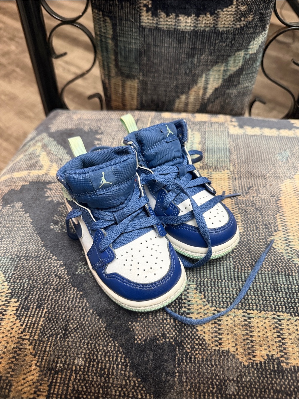 Jordan Toddler High-Top Sneakers in Blue, White, and Light Green